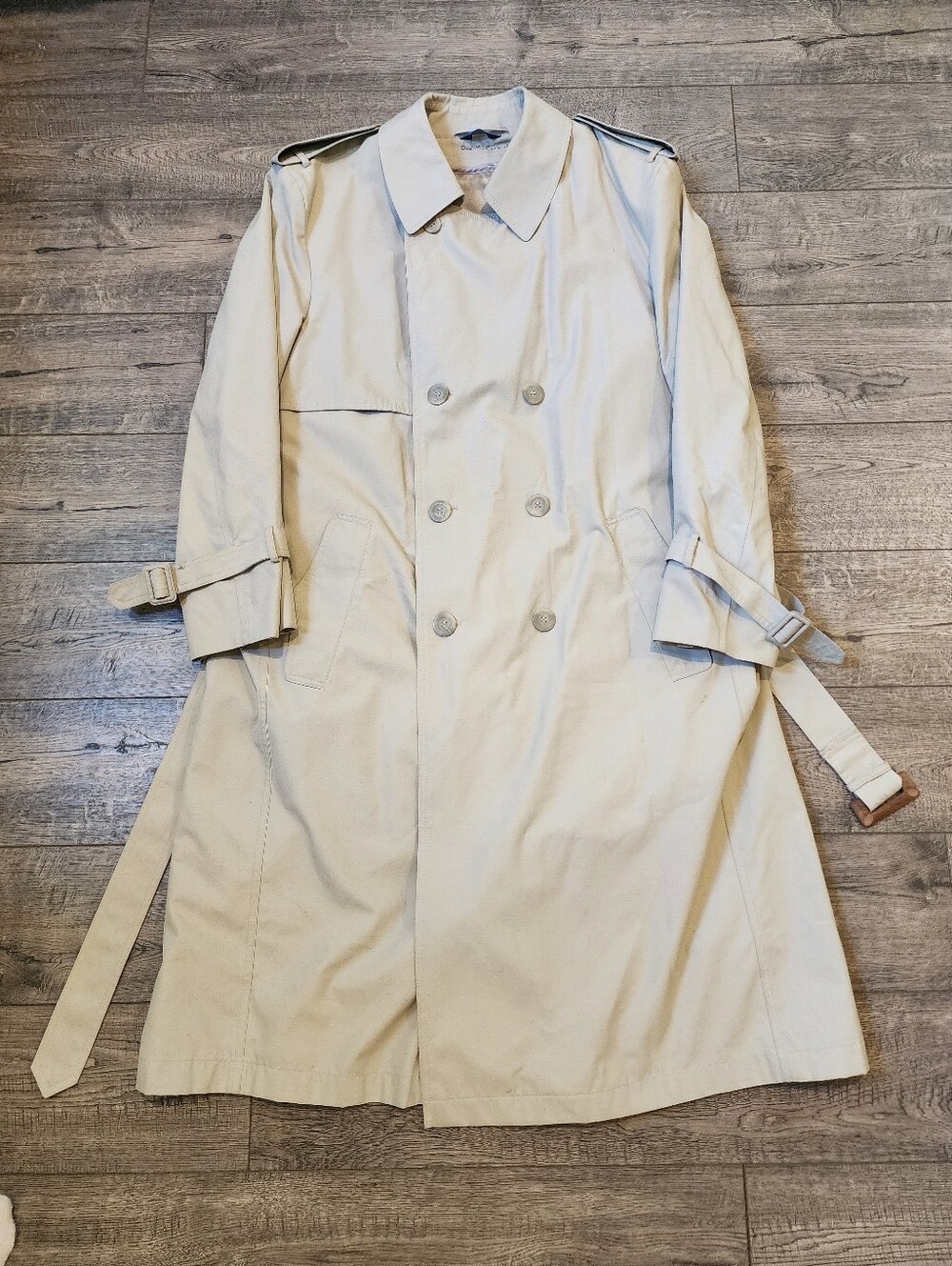Vintage Towncraft Mens Double-Breasted Trench Coat Size 40 Short/Bajo Belted